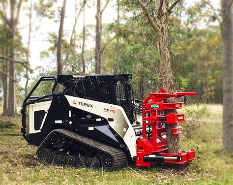 tree cutting attachment for a skid steer loader|skid steer mounted brush cutter.